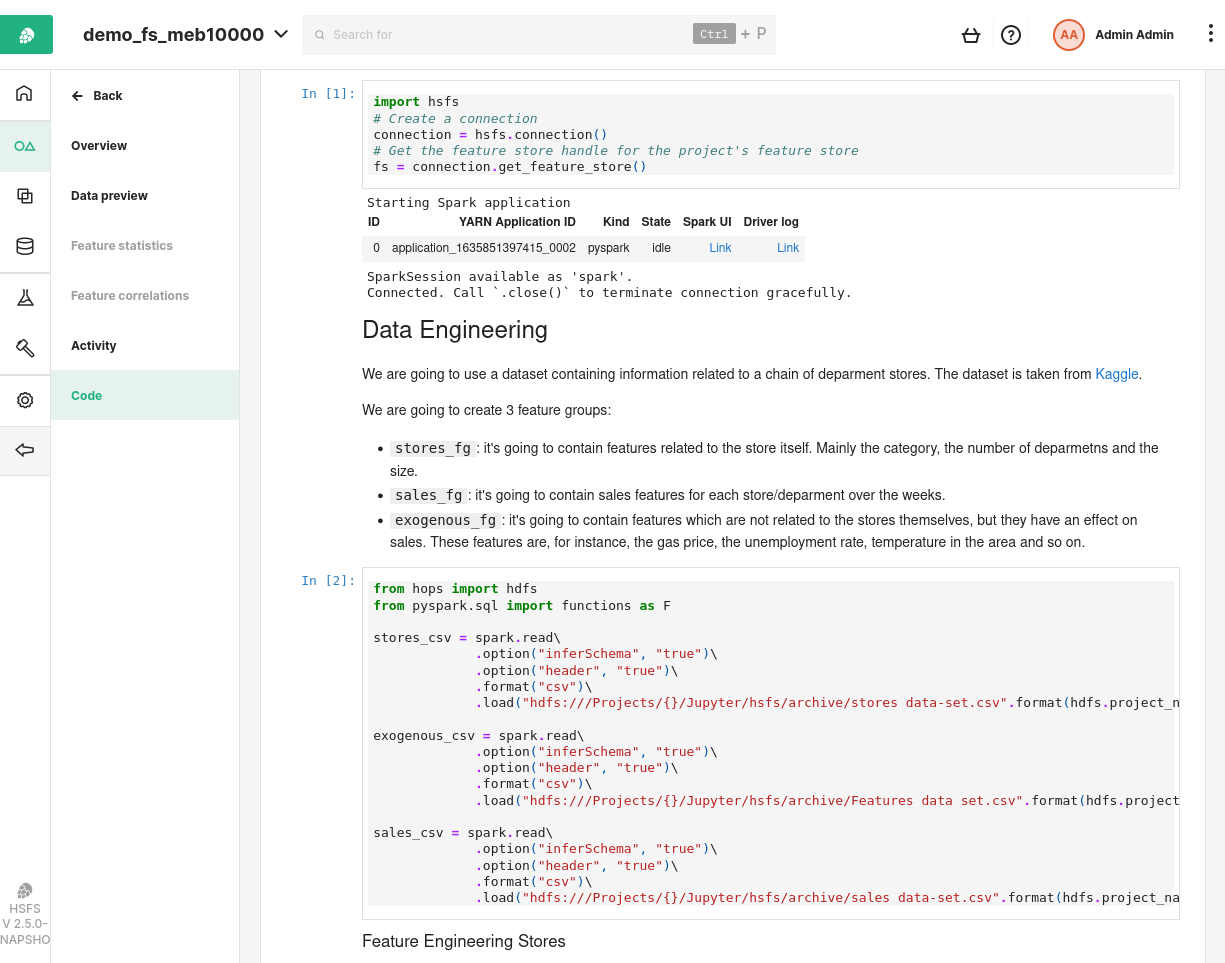 New Feature code view