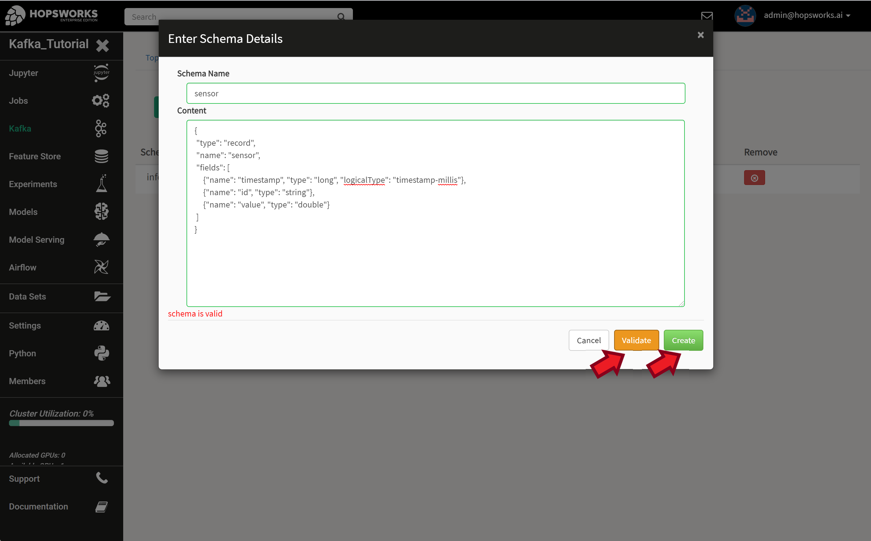 Registring a new Avro schema