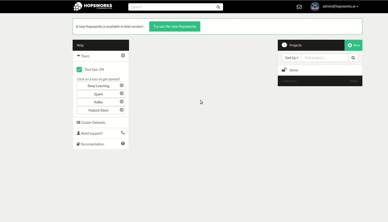 Navigating to Python service in Hopsworks UI