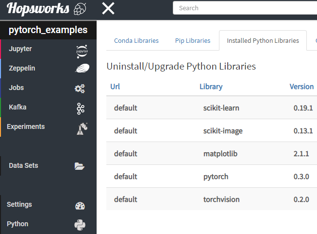 Hopsworks Python library management interface with pip and conda support