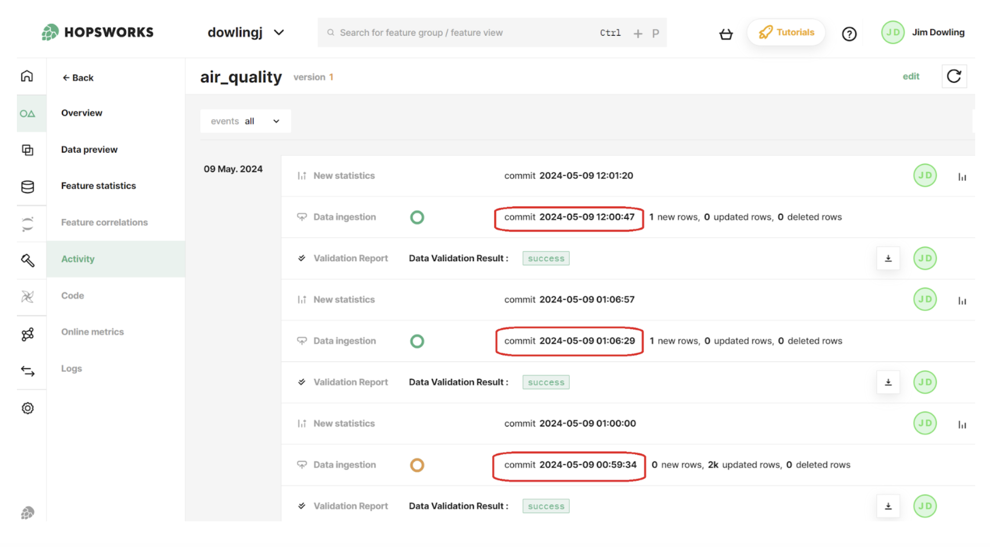 Feature groups have time-travel capability